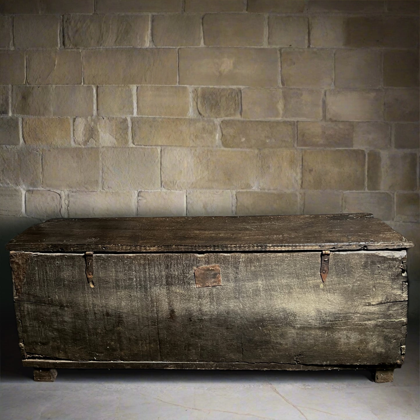 Remarkable English Oak Gothic Coffer c.1480