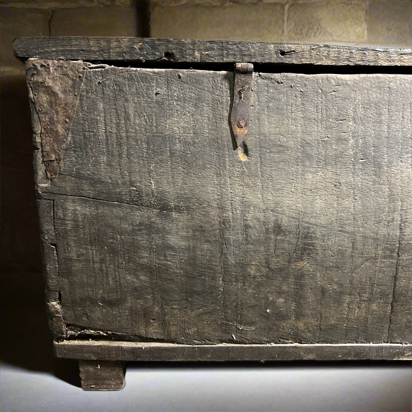 Remarkable English Oak Gothic Coffer c.1480