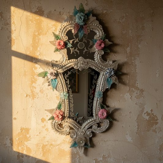 Pair of Italian Venetian Murano Glass Mirrors Early 20th Century