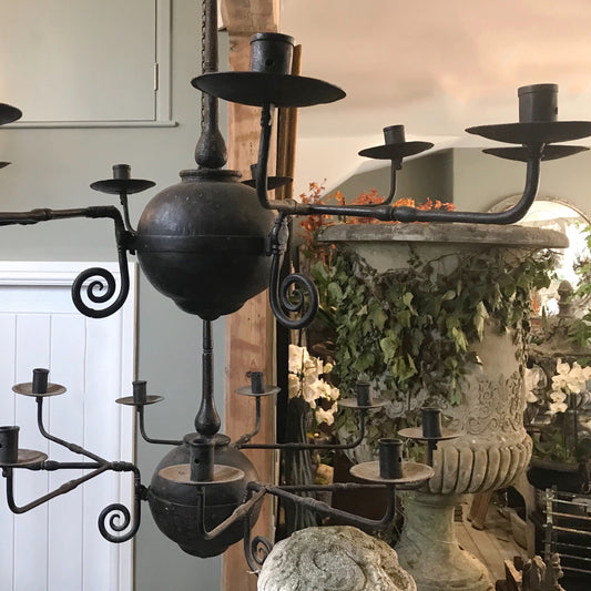 Early English Forged Iron Chandeliers