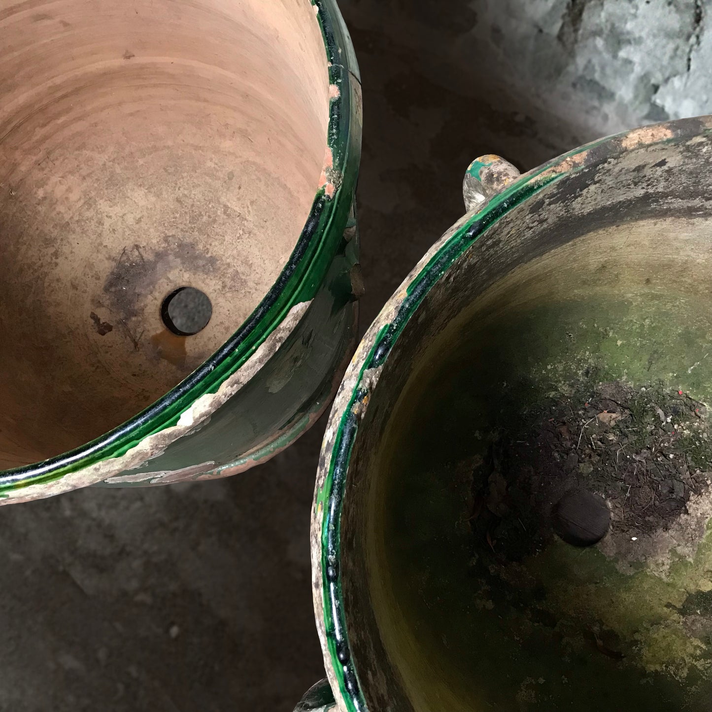 Huge Pair of Green Glazed Castelnaudary Citrus Jardinieres c.1850