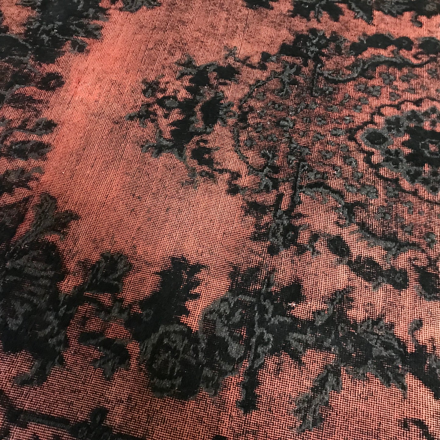 Antique Artisan Re-Worked Turkish Carpet Black & Peach