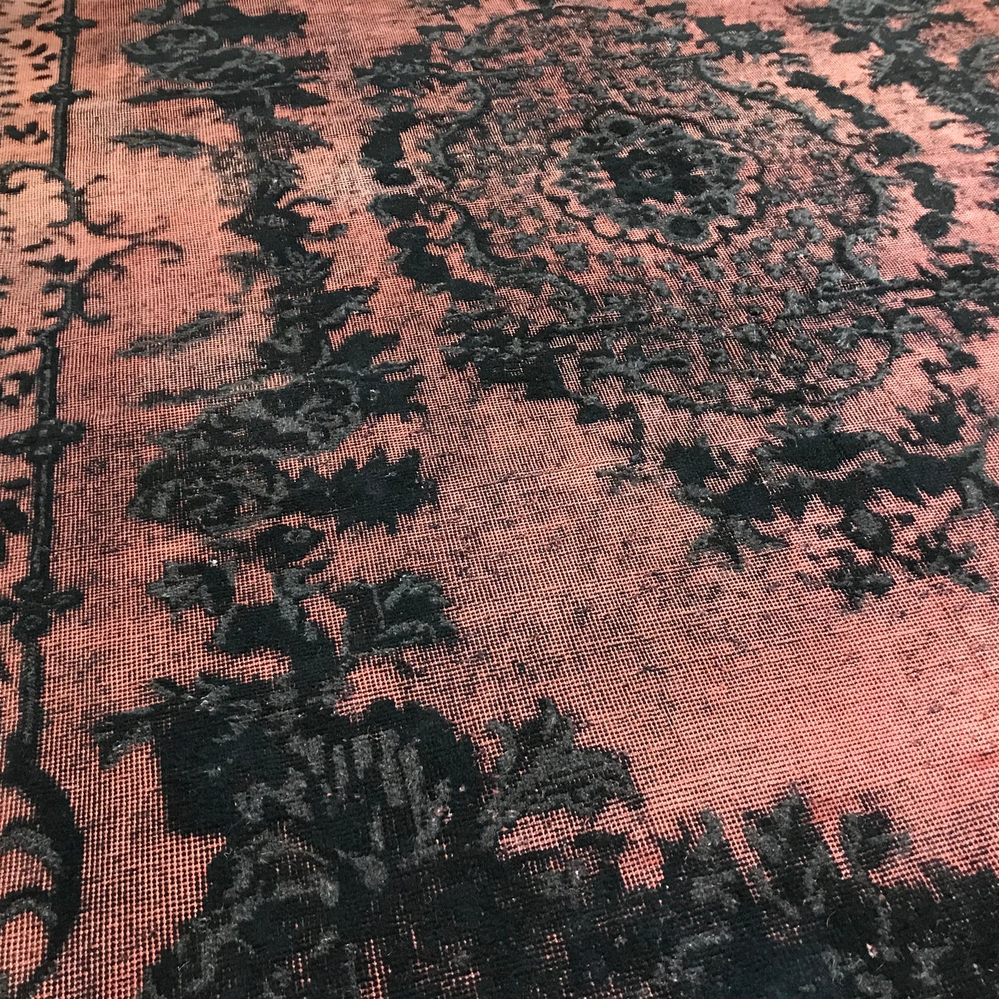 Antique Artisan Re-Worked Turkish Carpet Black & Peach