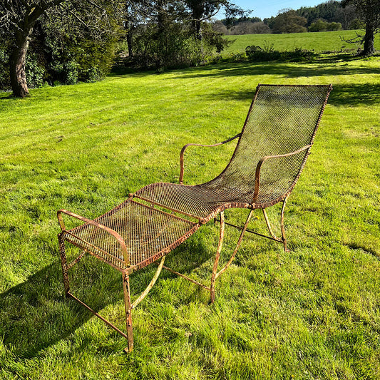 French Iron Mesh Garden Recliner c.1860