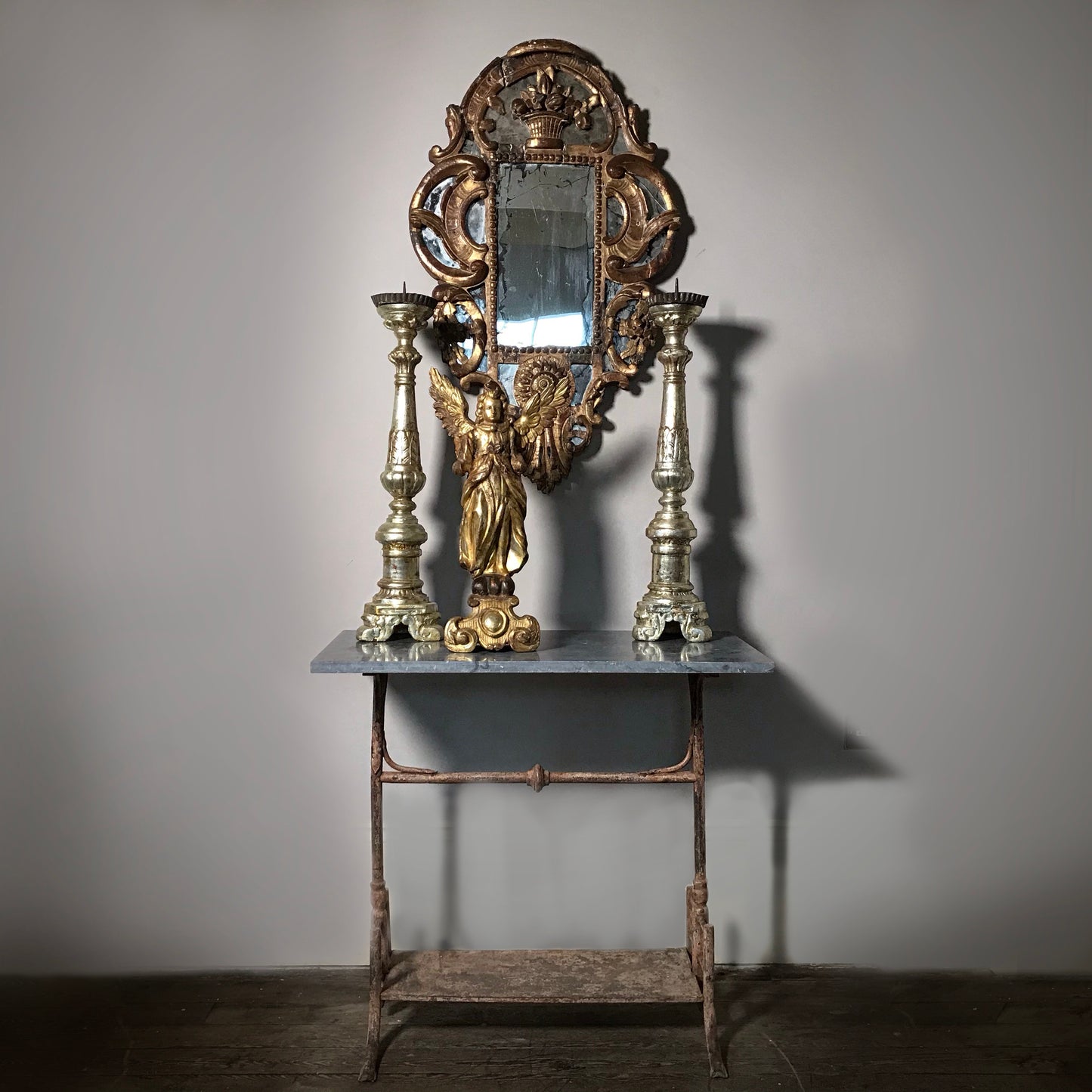 French Granite Top Metal Console Table c.1880