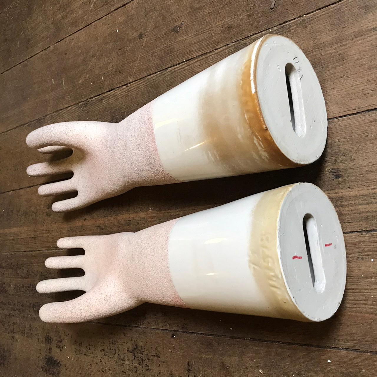 1930s Pair of Original Porcelain Glove Moulds