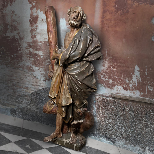 Life-size Early 17th C. Baroque Sevillian Spanish School ‘Encarnación’ Sculpture of Saint Peter
