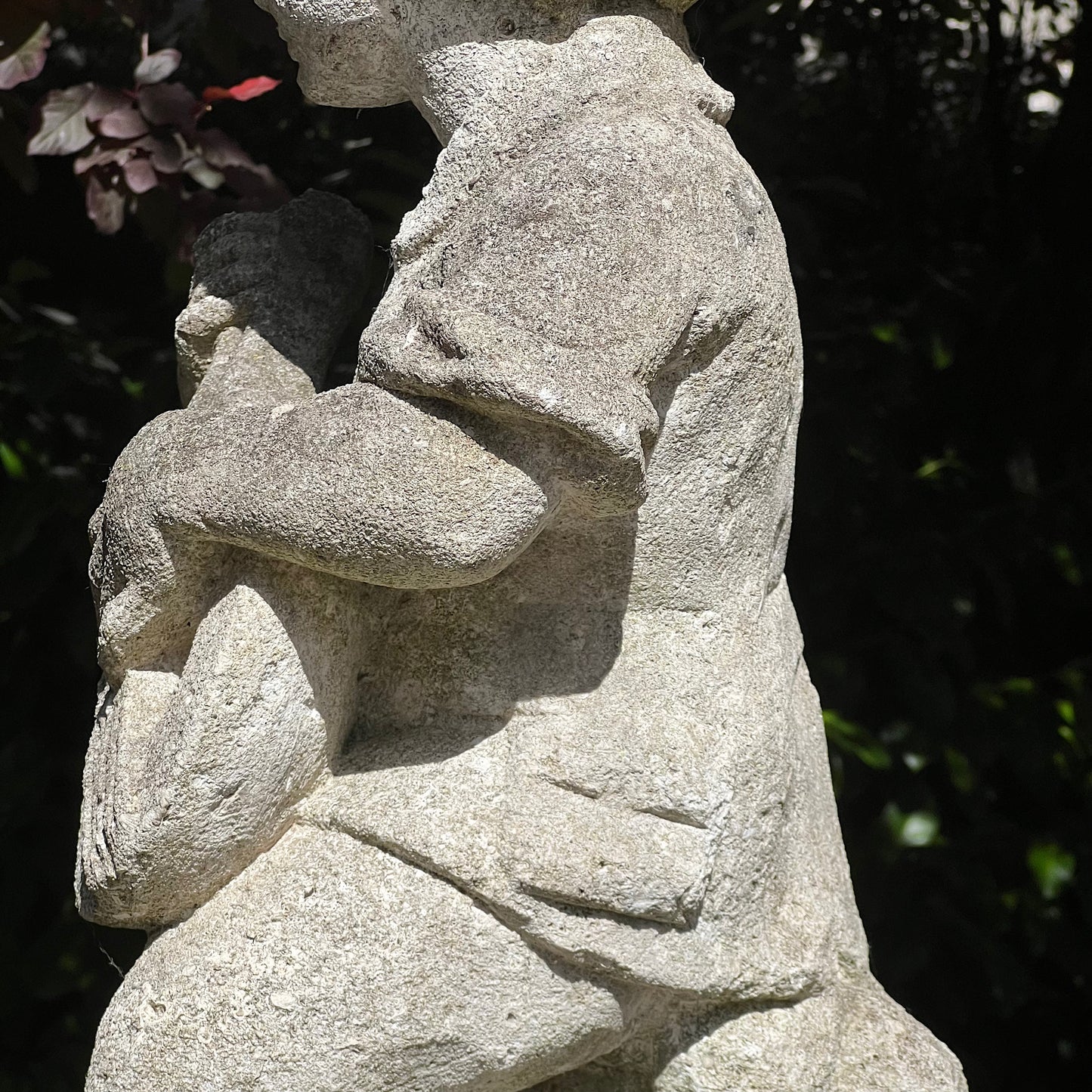 Pietra Di Vicenza Stone Boy with Lute Mid 20th Century
