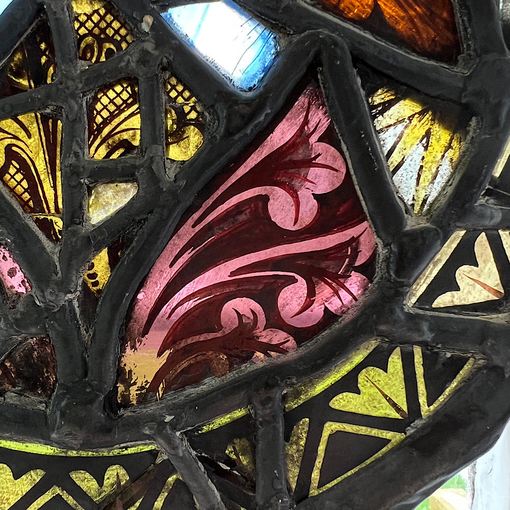 18th Century Medieval Stained Glass Window Roundel