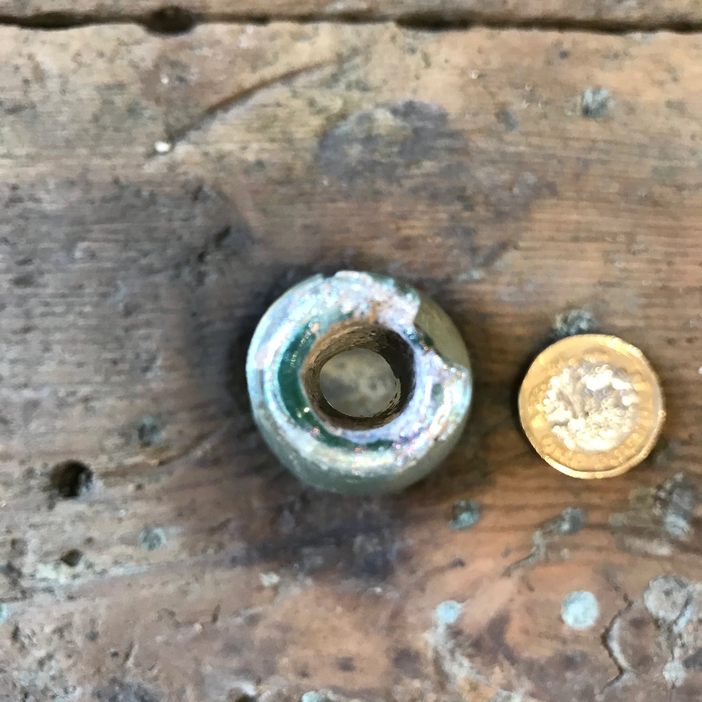 Roman unguentarium Iridescent Turquoise Glass Perfume Vial