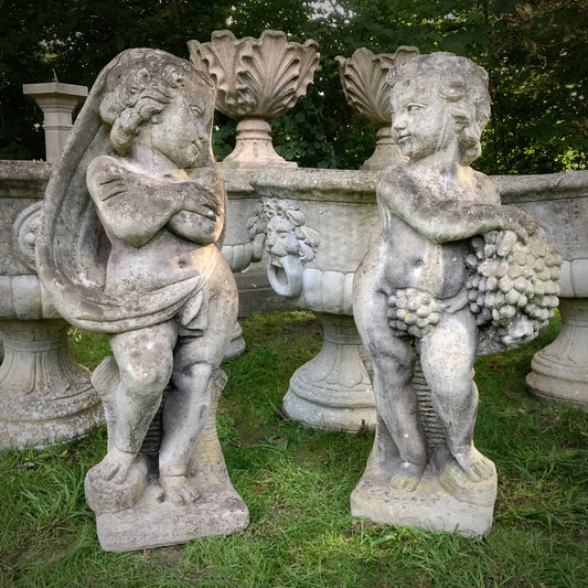 Autumn and Winter Seasons Putti Figures