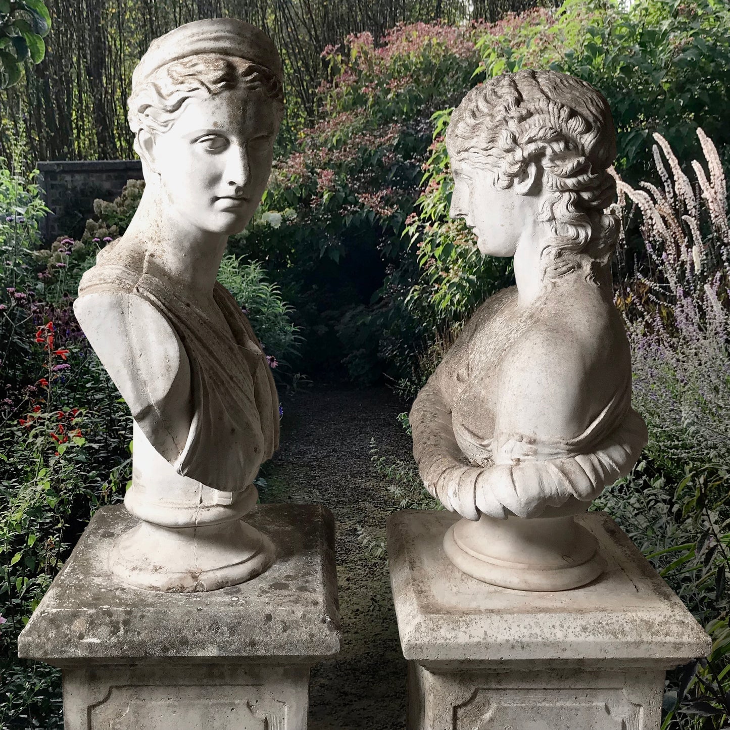Busts of Athena and Antonia with Plinths