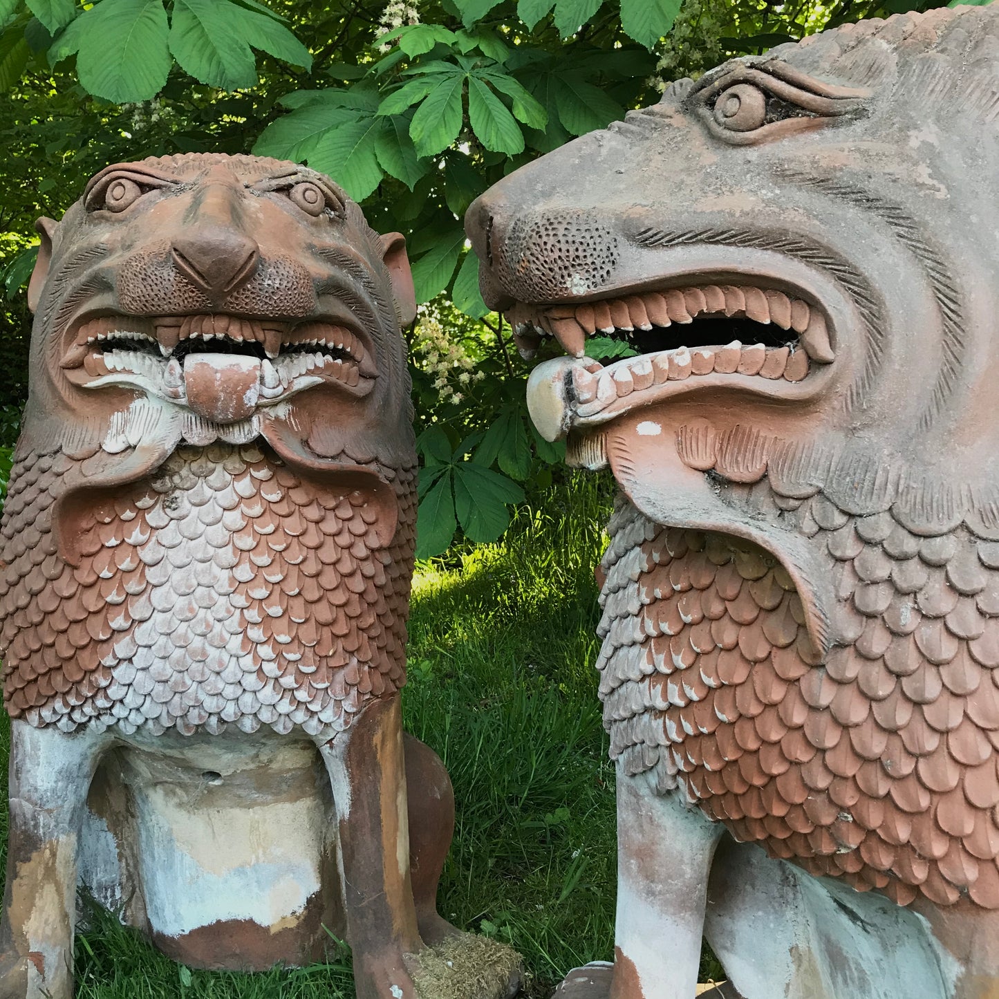 A Pair Terracotta Gatekeeper Lions/ Dogs of Foo