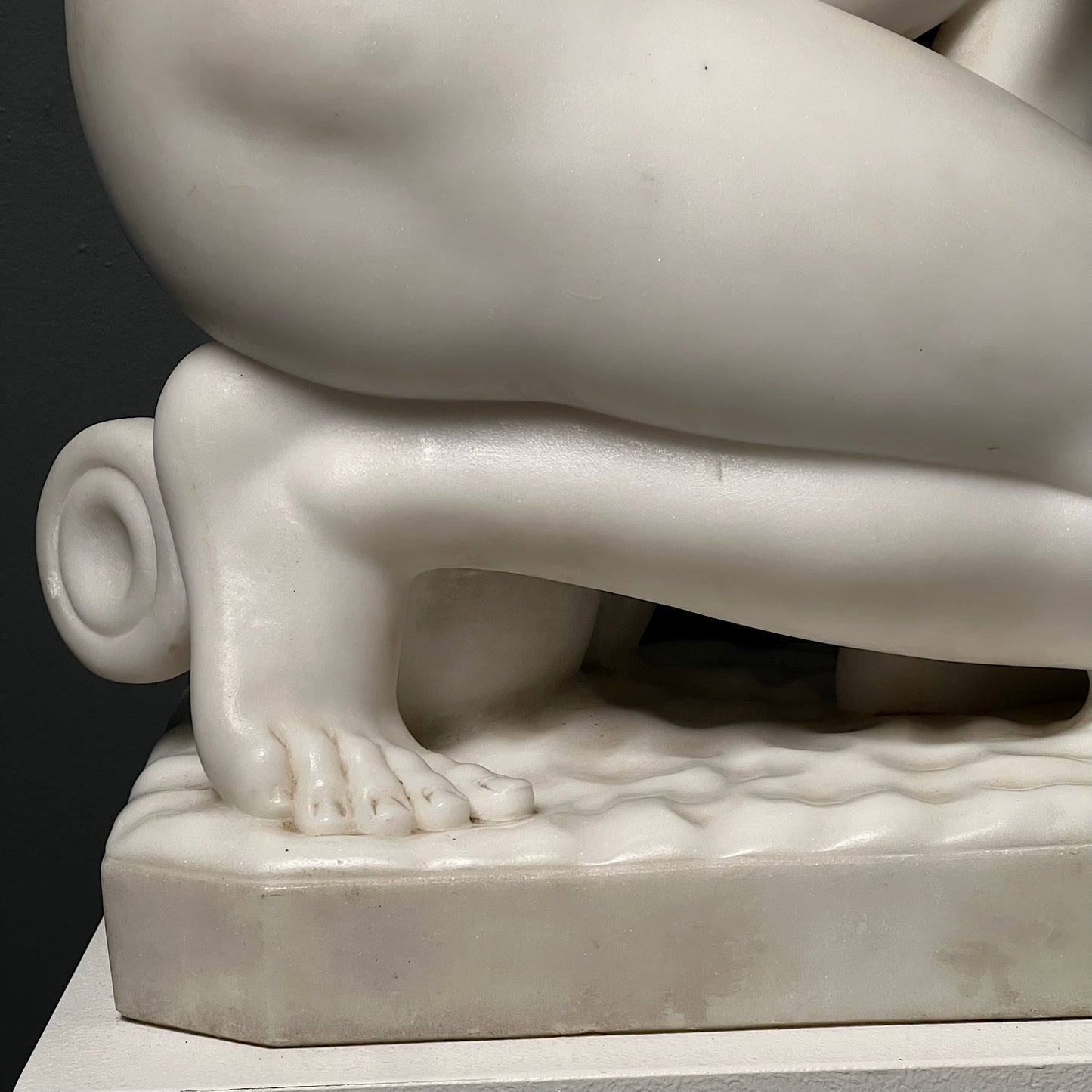 Italian Marble Statue of Crouching Venus 19th Century