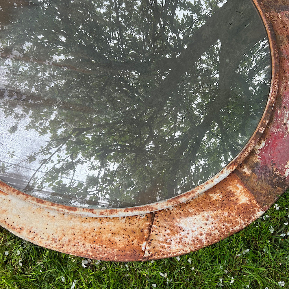 Industrial Convex Czech Railway Mirror Mid 20th Century