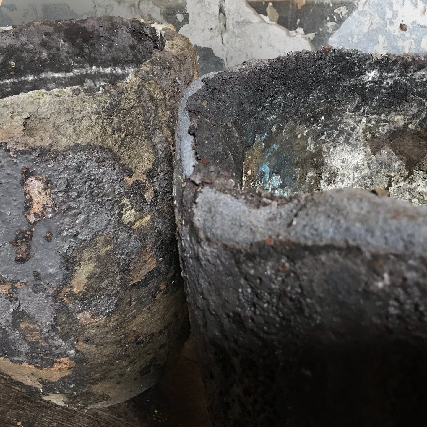 A Pair of Copper Foundry Crucibles