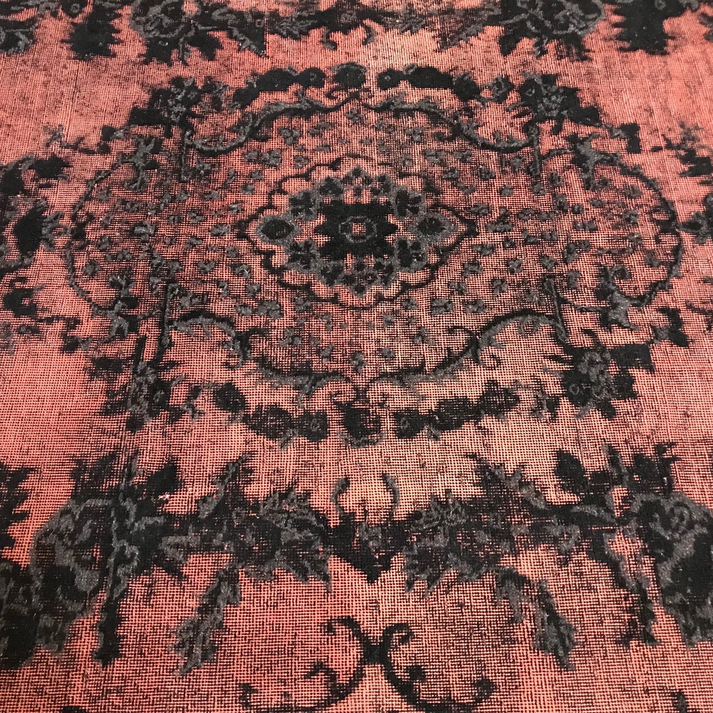 Antique Artisan Re-Worked Turkish Carpet Black & Peach