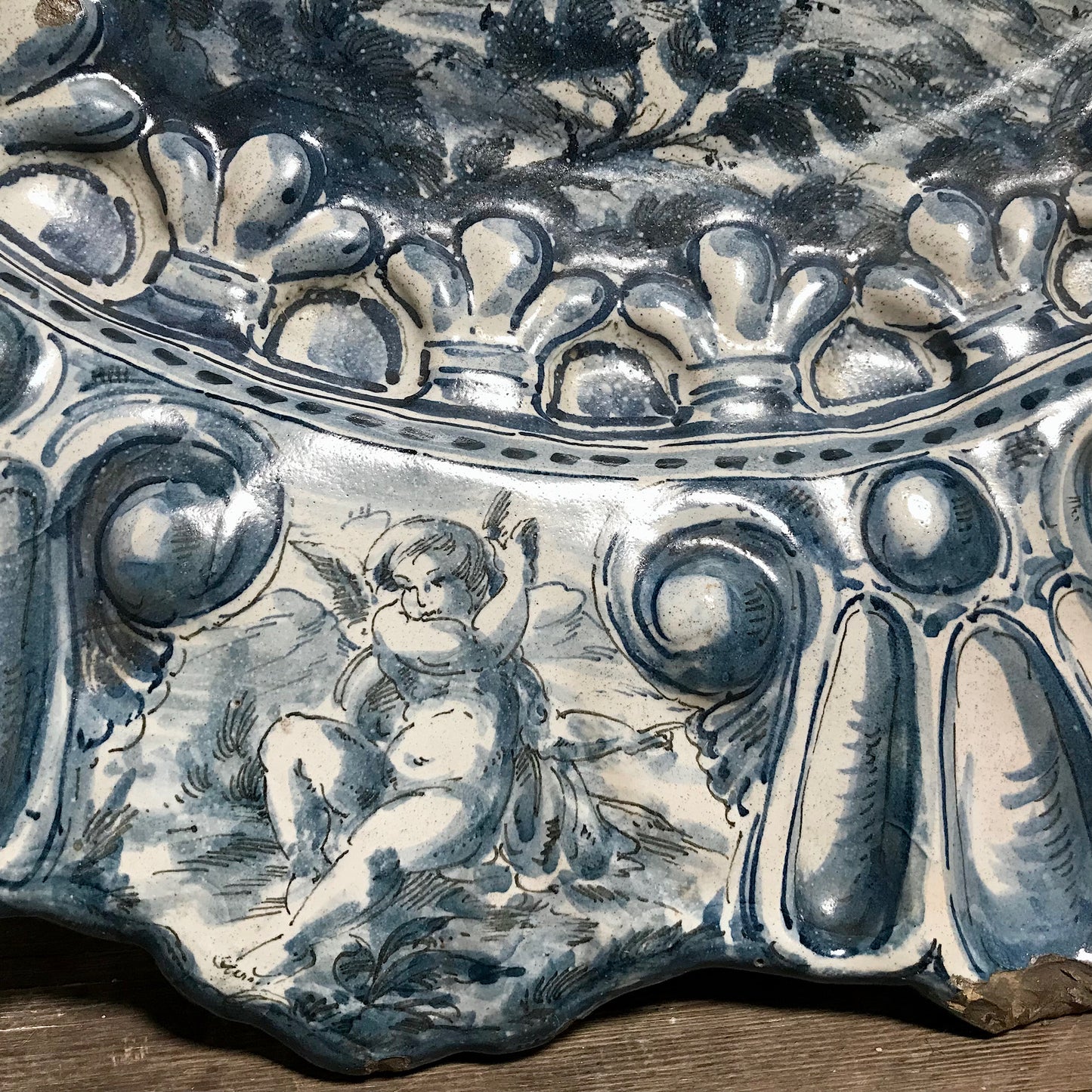 Rare Huge Savona Liguria Maiolica Charger attributed to Giovanni Antonio Guidobono c.1660-1680.