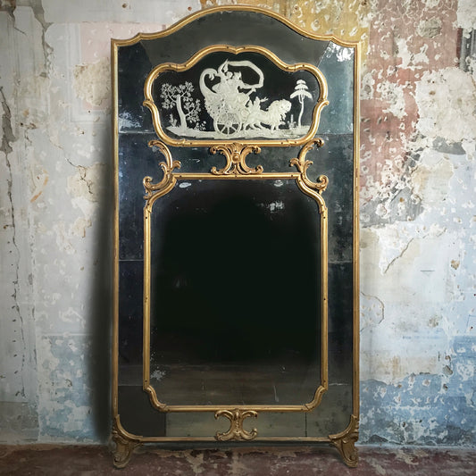 Venetian Murano Glass Engraved Sectional Mirror c.1780