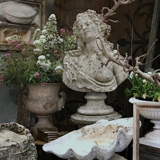 Bacchante Nymph Bust and pedestal