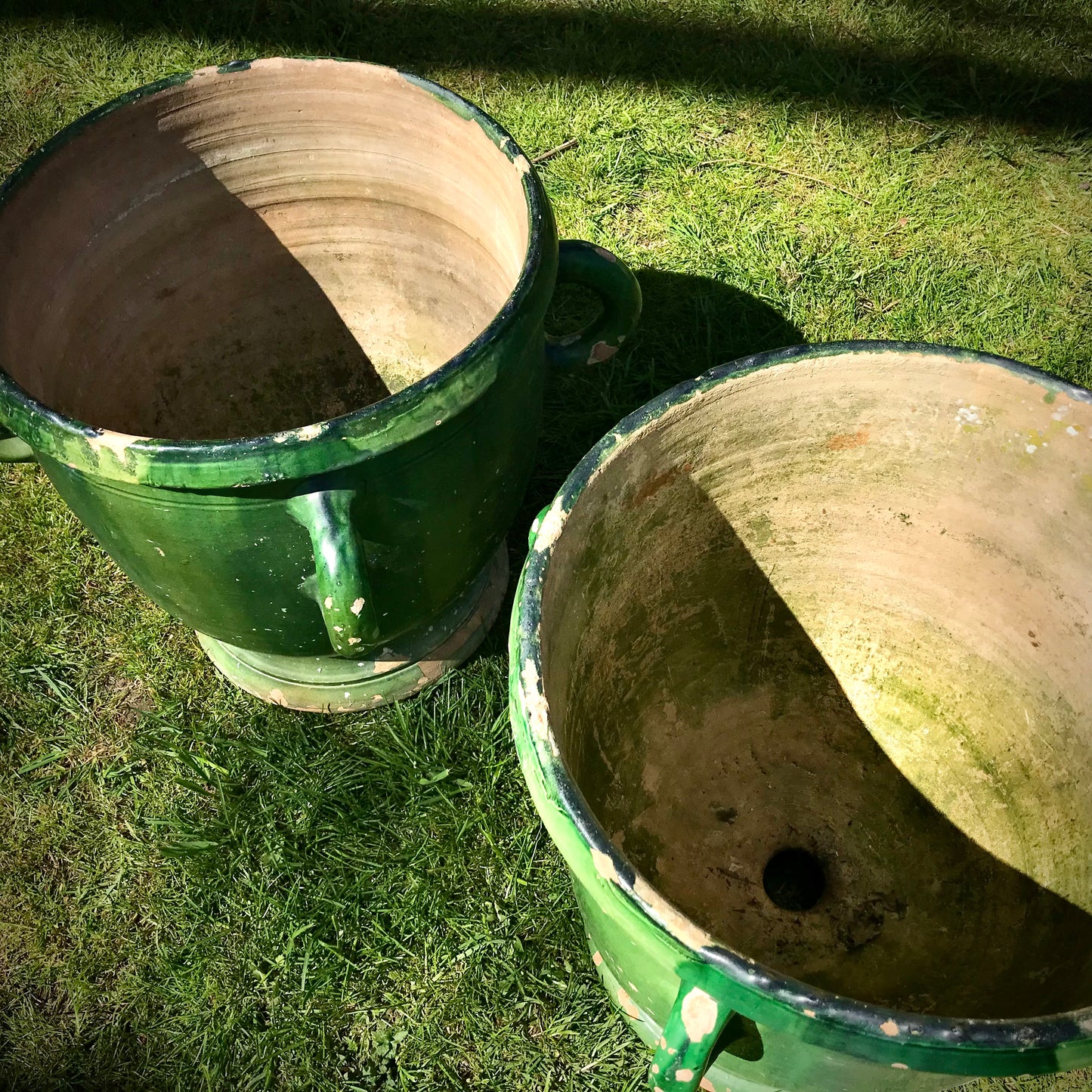 Pair of Green Glazed Castelnaudary Citrus Jardinieres c.1850
