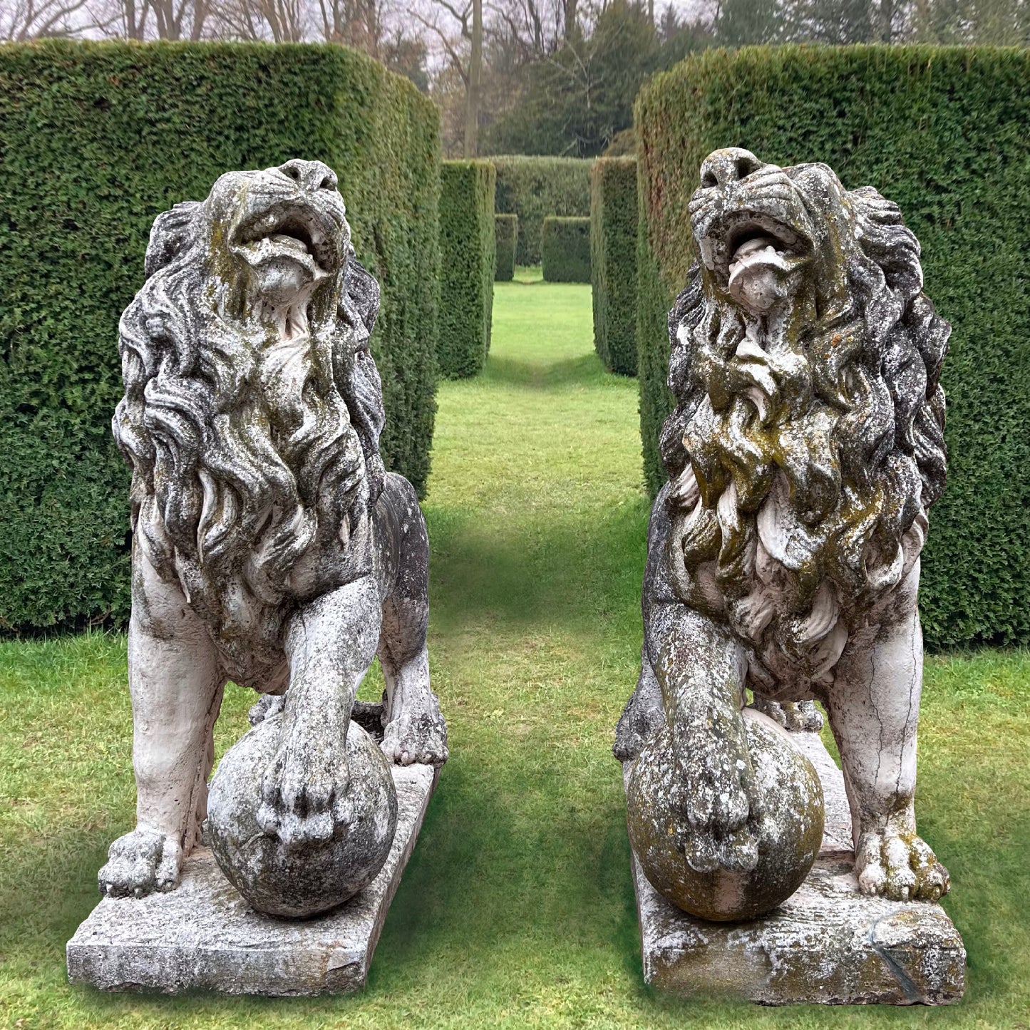 Gigantic Pair of Medici Lion Statues