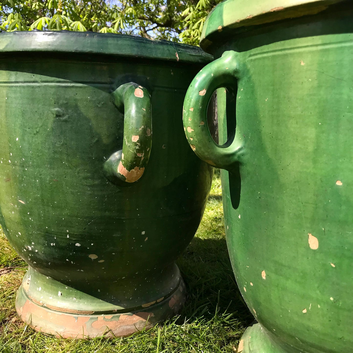 Pair of Green Glazed Castelnaudary Citrus Jardinieres c.1850