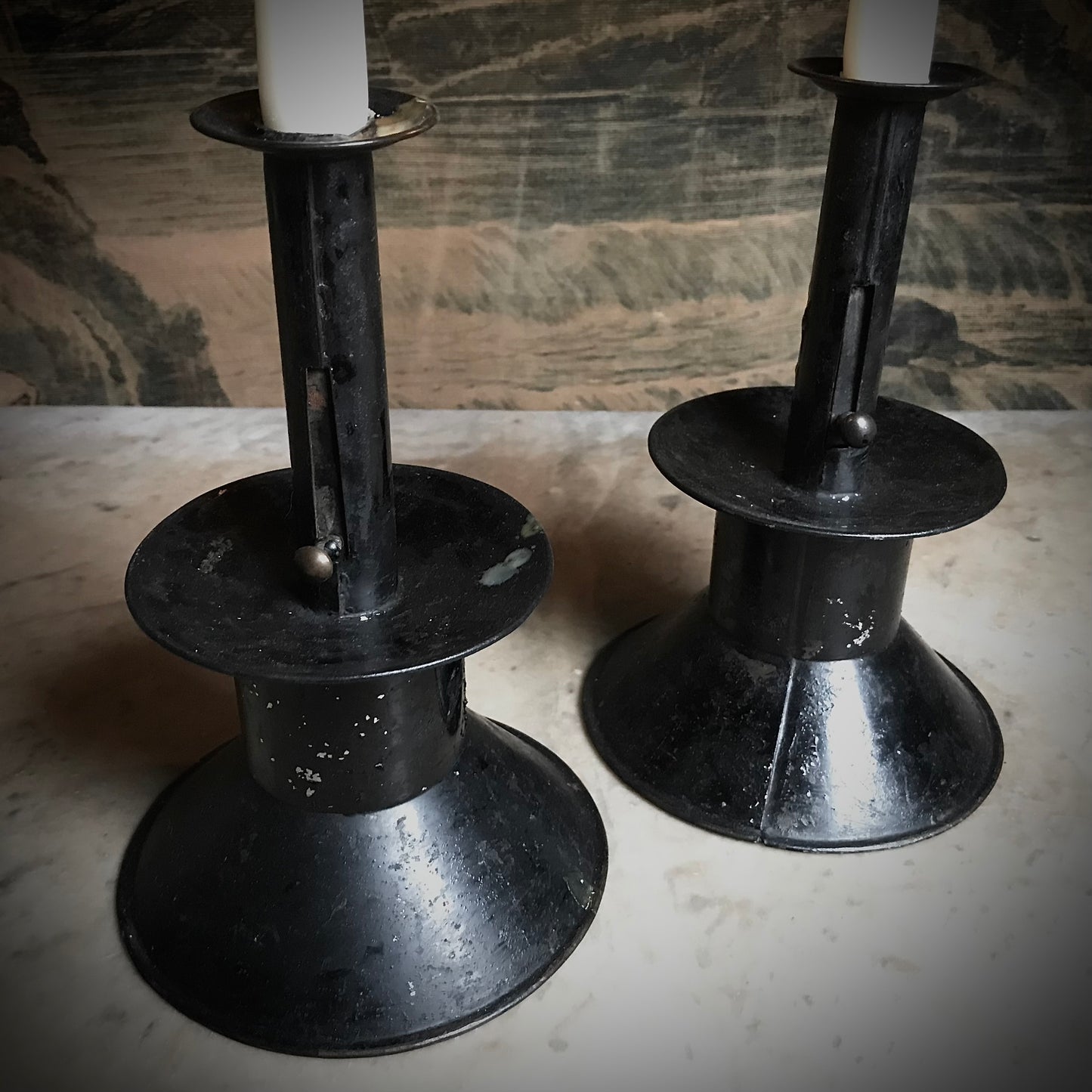 Rare Pair of Toleware Candlesticks c.1820