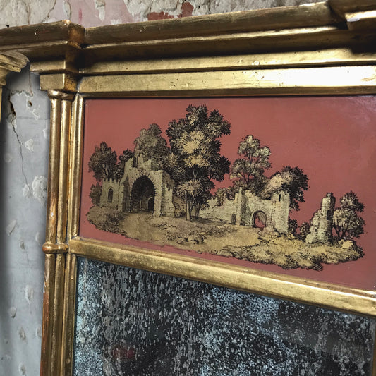 Pair of Regency Pier Glass Mirrors depicting Cistercian Abbeys Whalley & Sawley