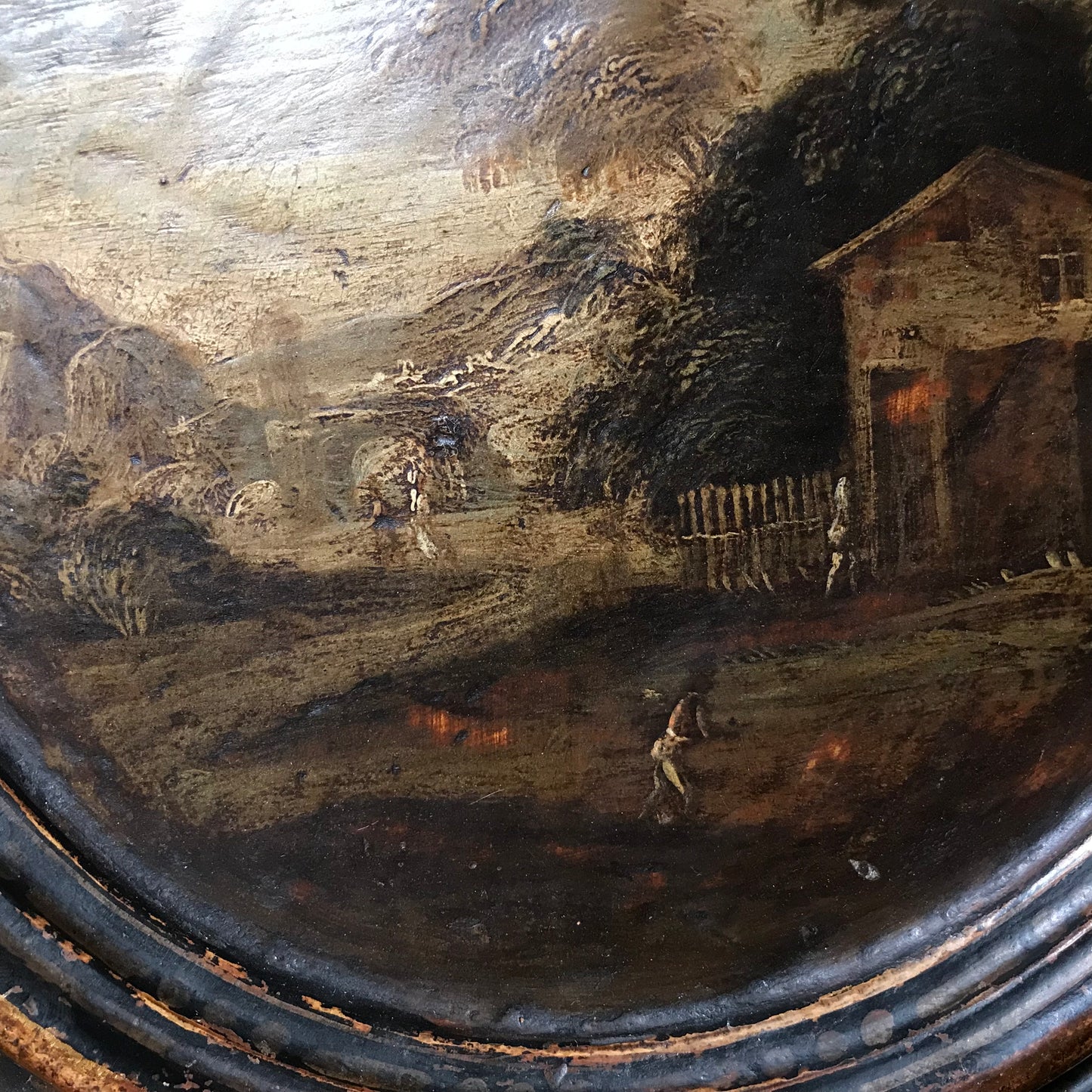 A Pair of Italian School Ebonised Tondos c.1740