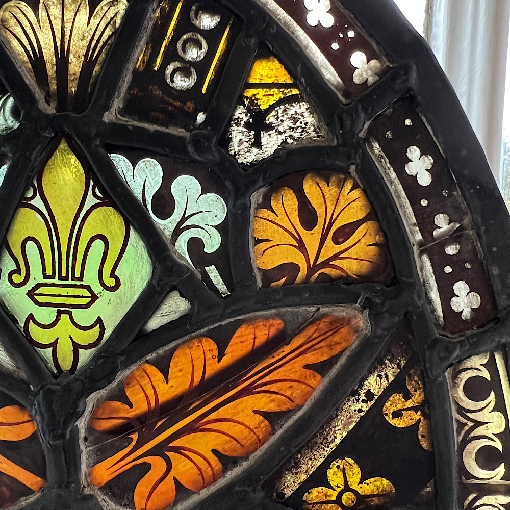 18th Century Medieval Stained Glass Window Roundel