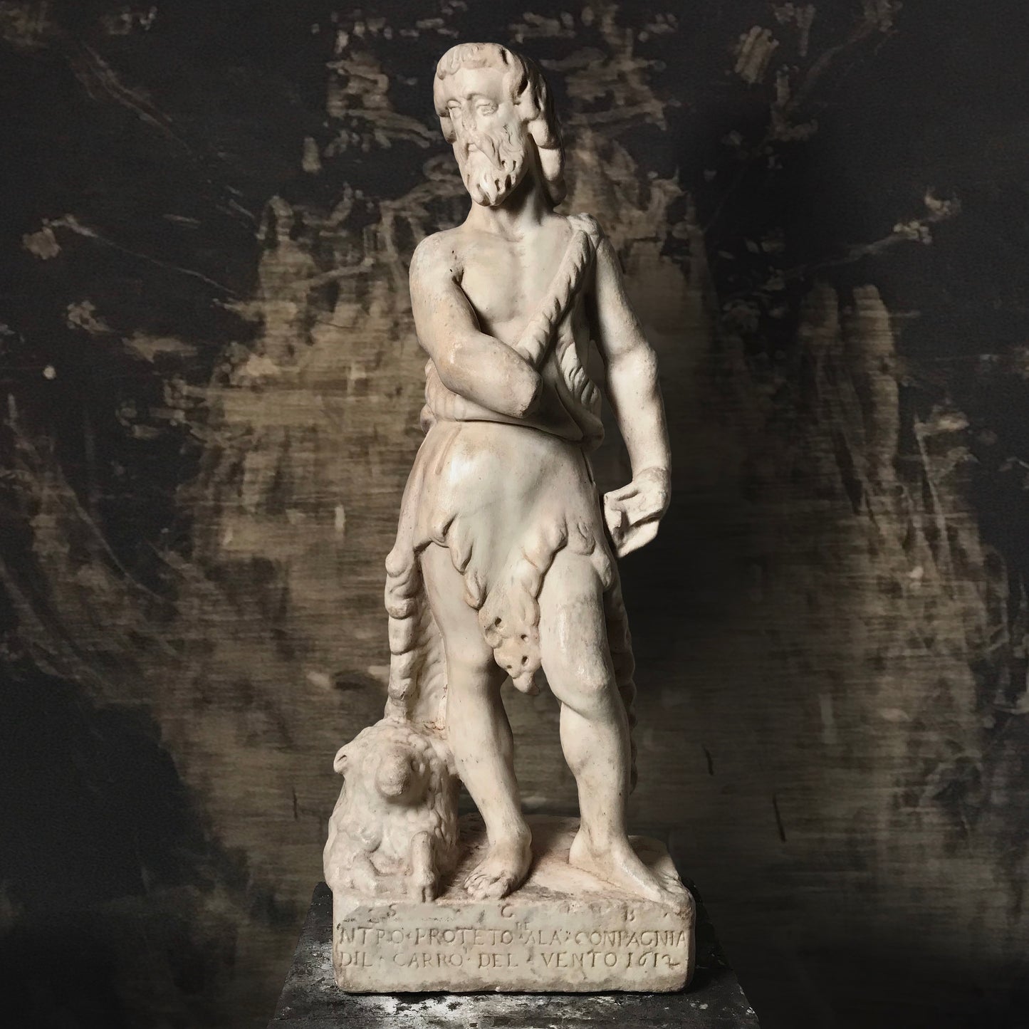 Late Renaissance/Early Baroque Florentine ‘Palio Race’ Marble Statue of John the Baptist (Dated 1612)