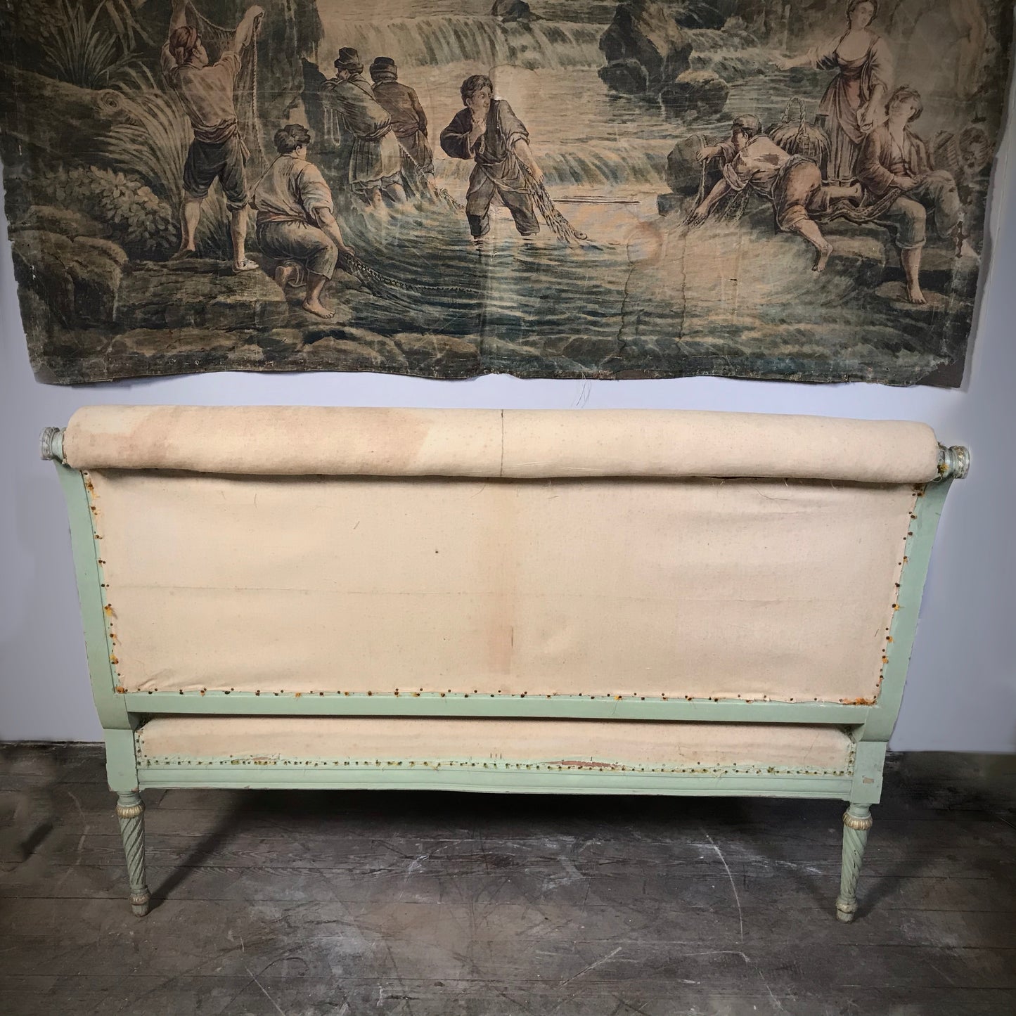 Eau De Nil French Scroll-Back Salon Suite c.1850s