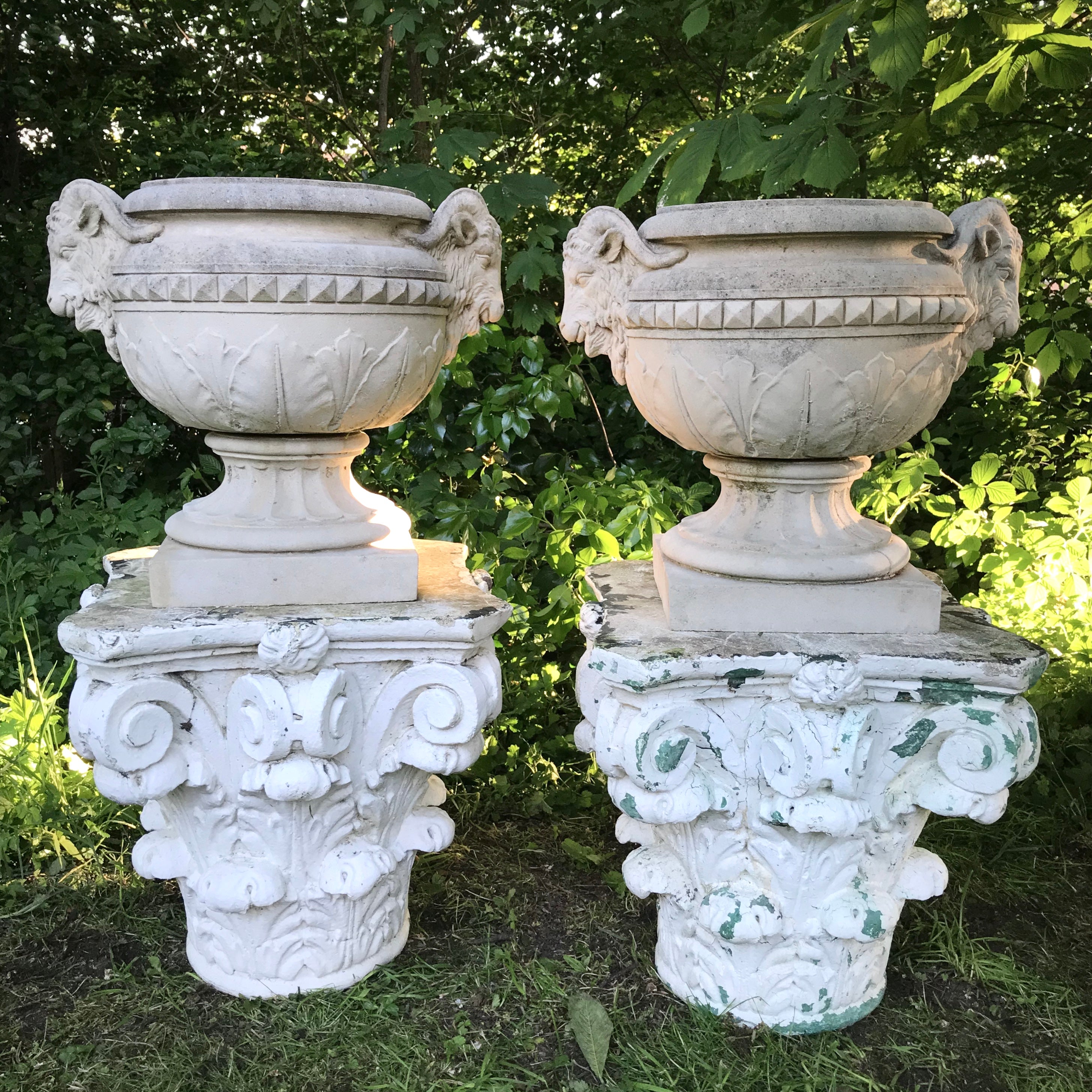 Pair Of Rams Head Classical Urns – Chris Holmes Antiques