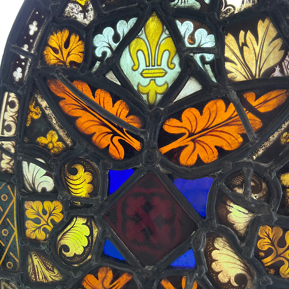 18th Century Medieval Stained Glass Window Roundel