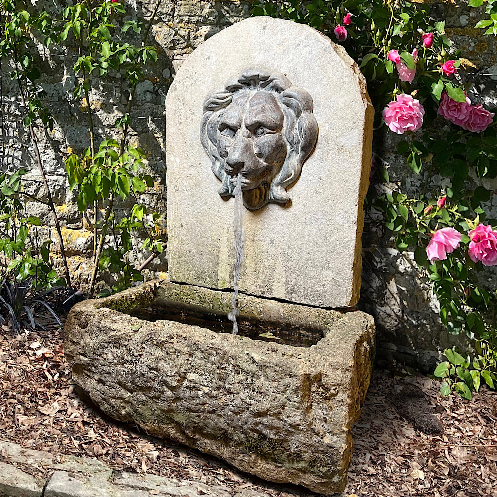 Large Stone Lion Wall Fountain c. 20th Century and Earlier