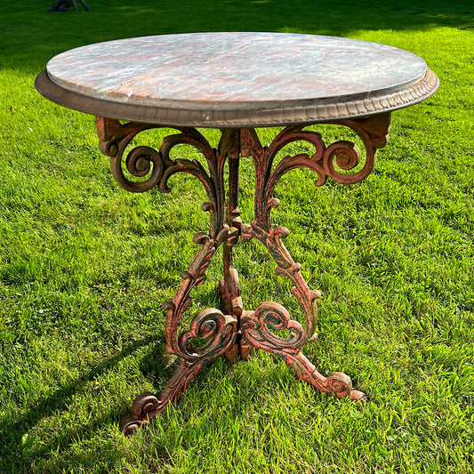 French Cafe/Occasional Table with Portasanta Breccia Marble Top c.1870