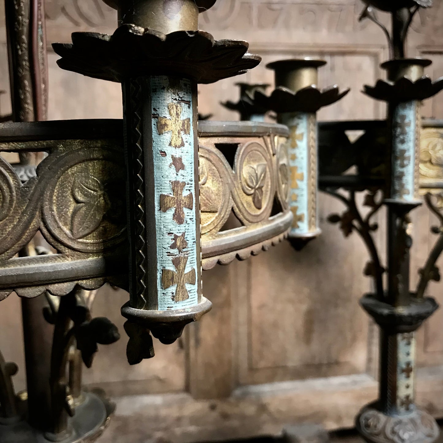Pair of French Neo-Gothic Altar Candelabra c.1860