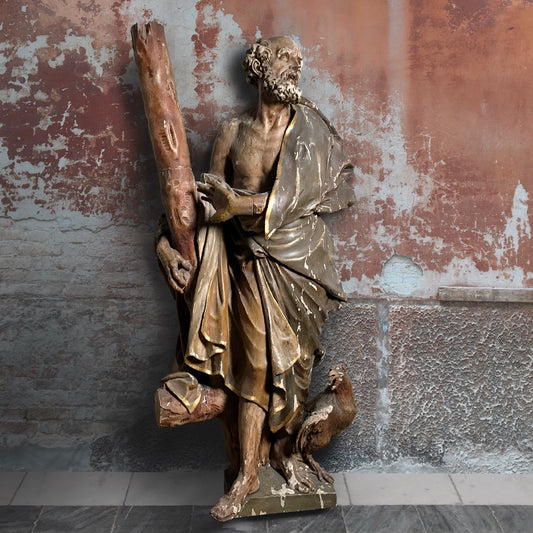 Life-size Early 17th C. Baroque Sevillian Spanish School ‘Encarnación’ Sculpture of Saint Peter