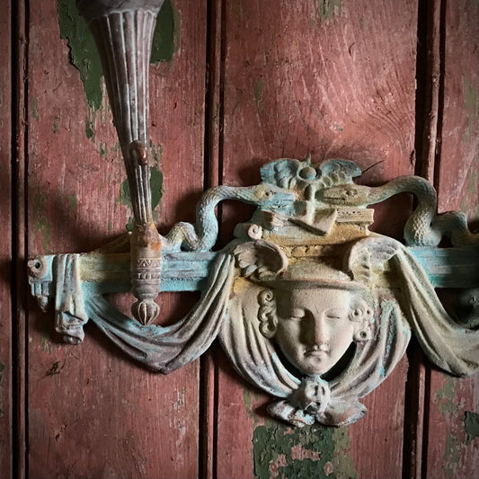 French Verdigris Bronze Mercury Wall Sconces Pair II