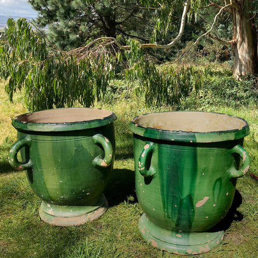 Pair of Green Glazed Castelnaudary Citrus Jardinieres c.1850