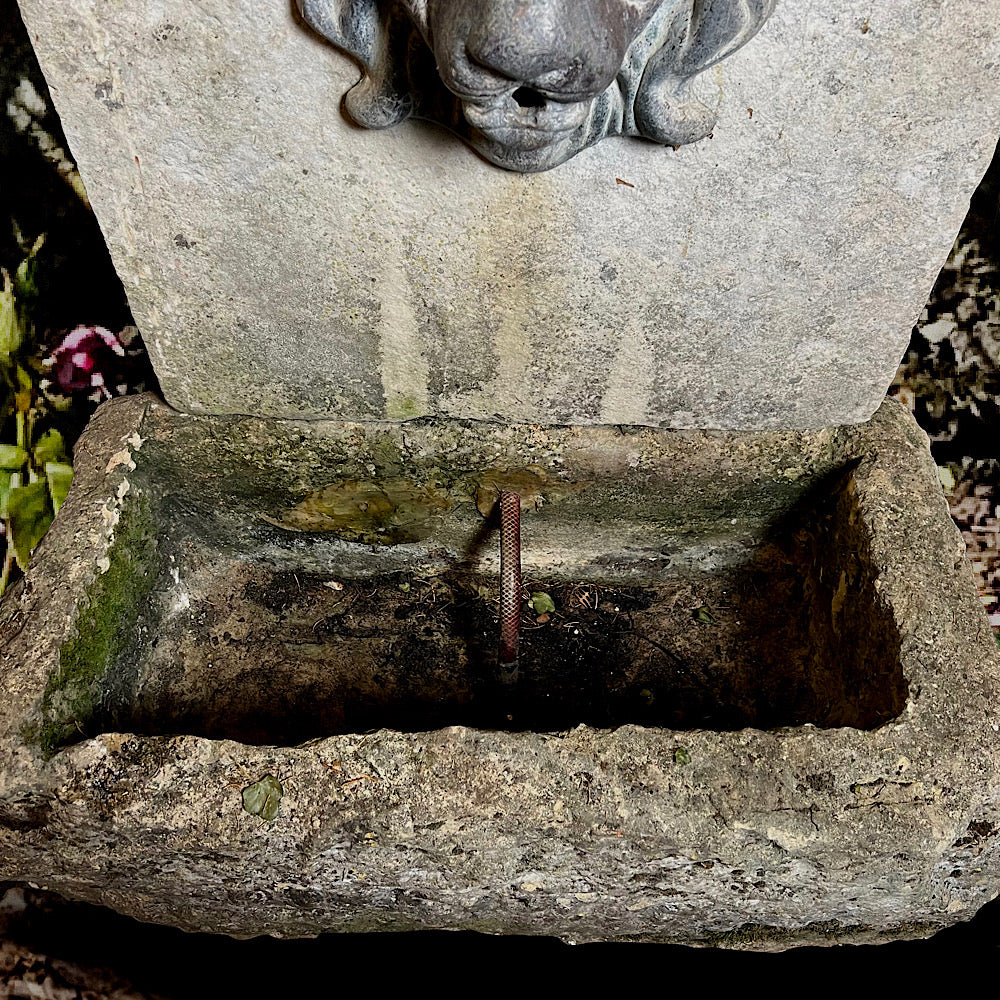 Large Stone Lion Wall Fountain c. 20th Century and Earlier