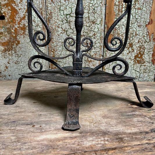Ornate Wrought Iron Late 17th/Early 18th Century Candle Holder