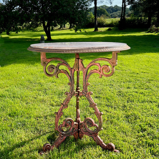 French Cafe/Occasional Table with Portasanta Breccia Marble Top c.1870