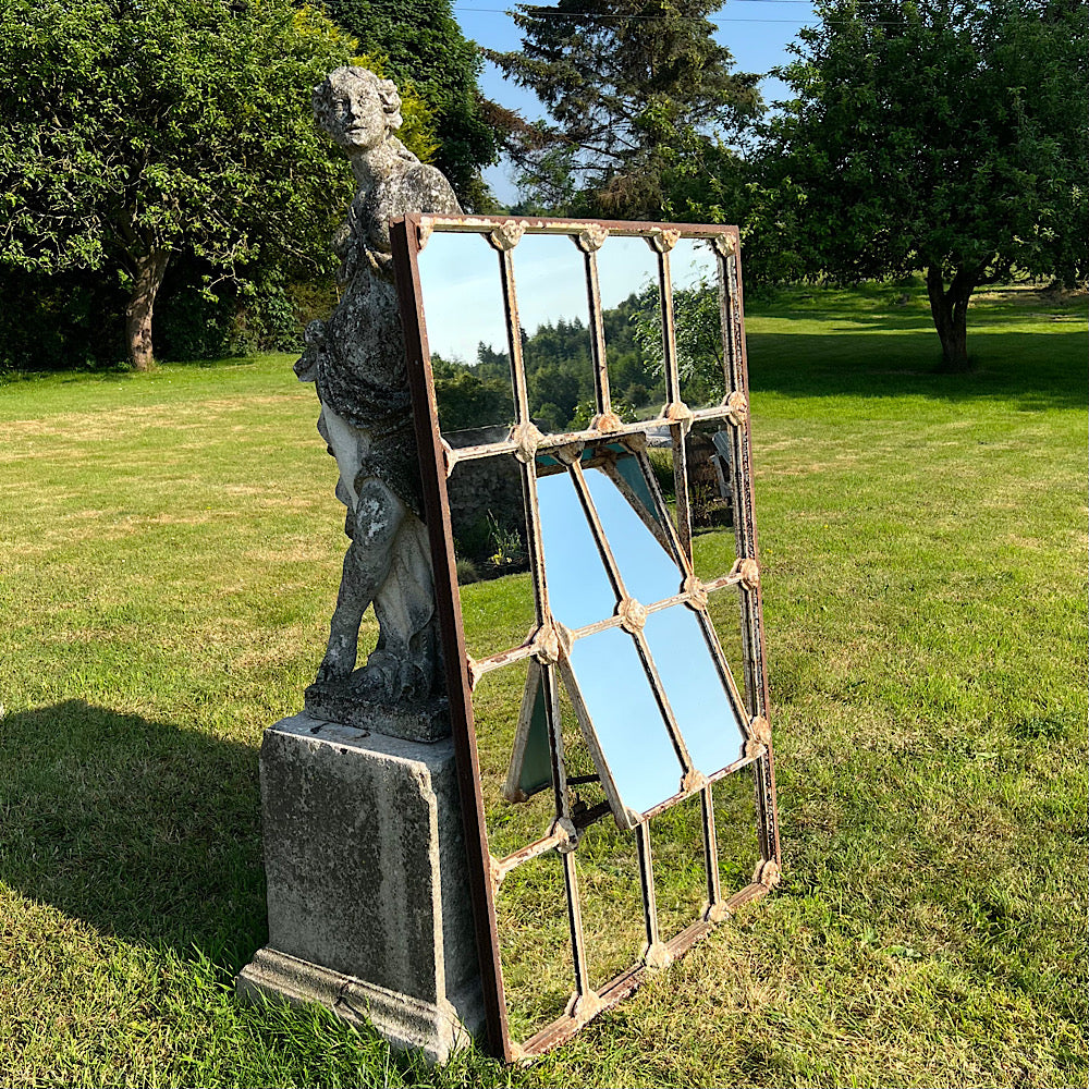 Cast Iron English Reclaimed Window Mirror c.1850