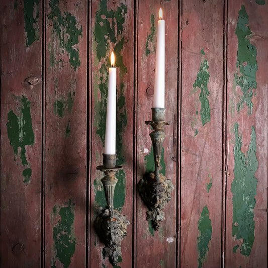 Pair of Verdigris Bacchus Wall Sconces