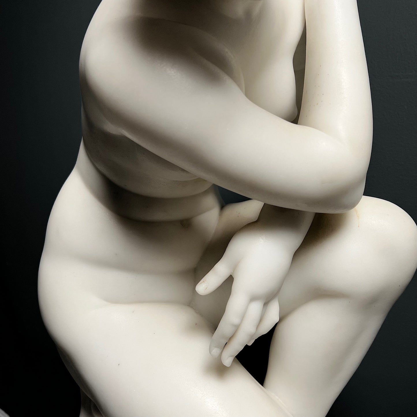 Italian Marble Statue of Crouching Venus 19th Century