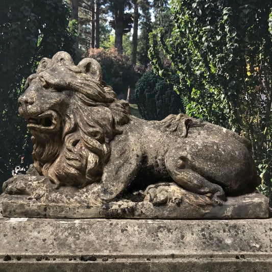 Recumbent Lion with Plinth