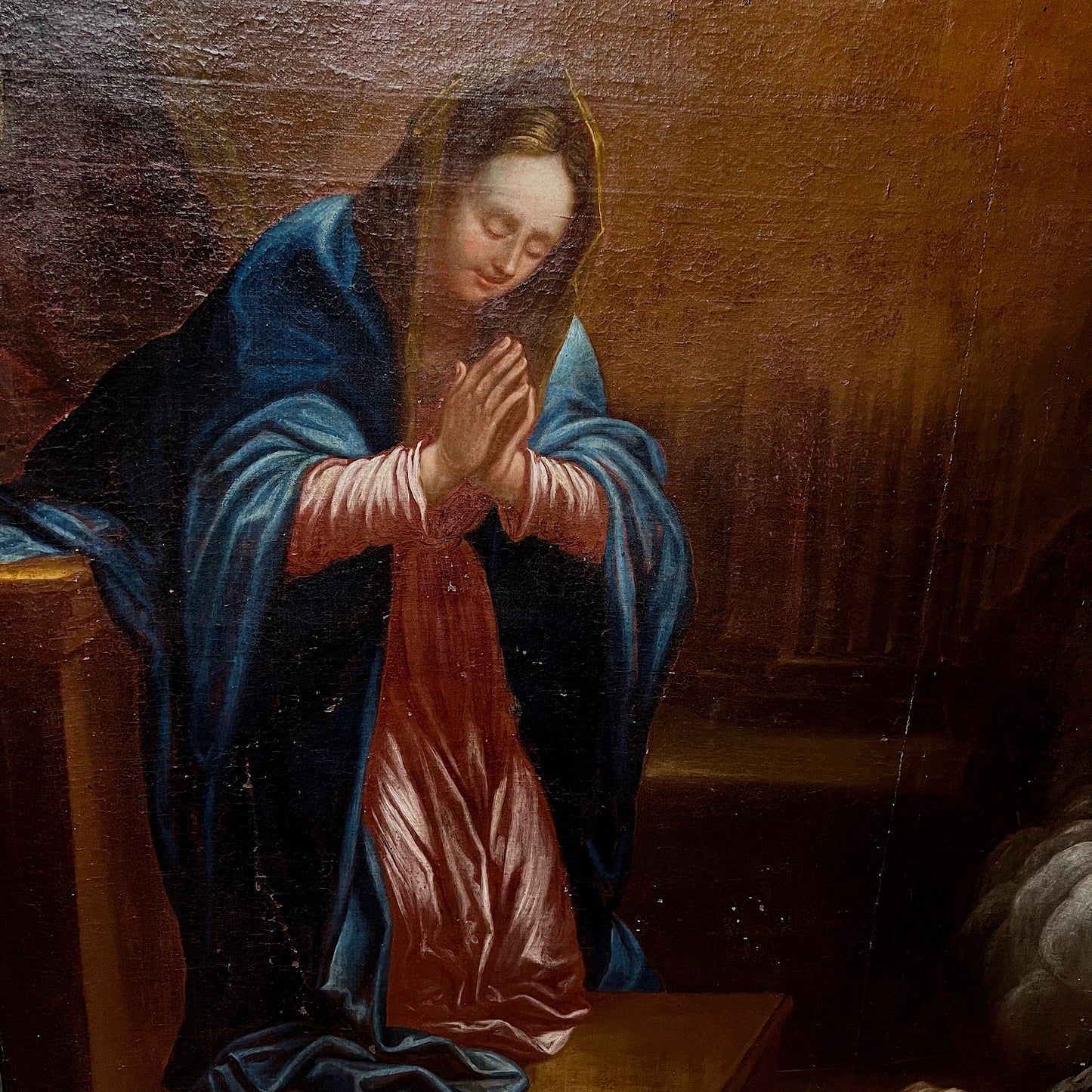 “The Annunciation” Spanish School After Murillo Baroque Oil on Canvas c.1640