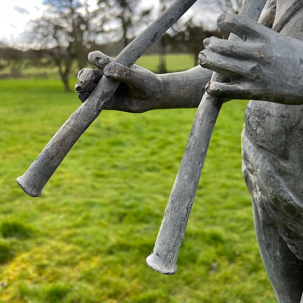Lead Piping Boy Fountain with Terracotta Plinth c.1880